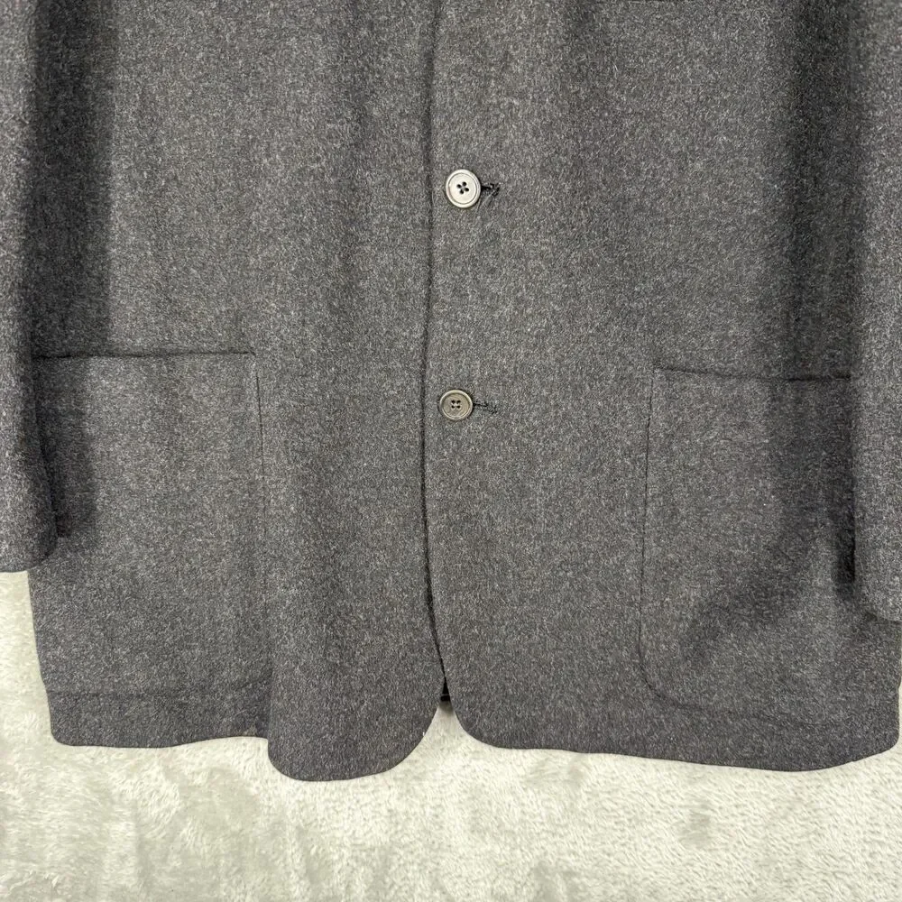 Vtg 90s J Crew Blazer Mens 40R Wool Cashmere Gray Oarsman Soft USA Made 3 Button
